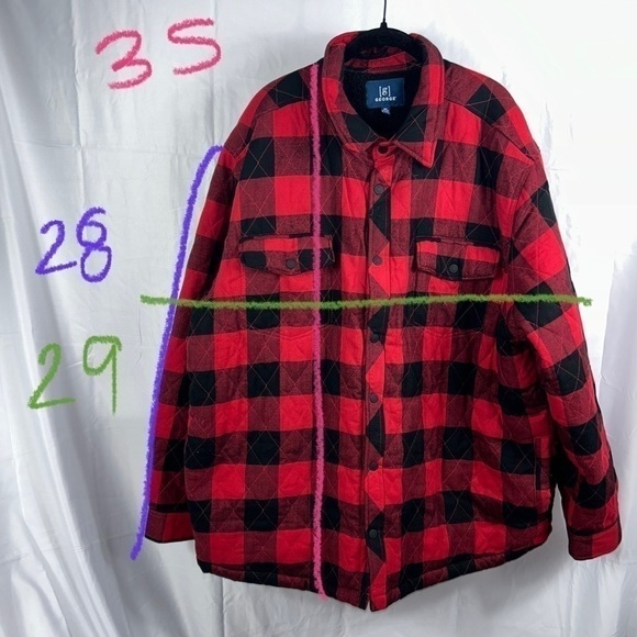 George Jacket Fleece Lined Long Sleeve Buffalo Check Plaid Winter Jacket - Picture 5 of 11